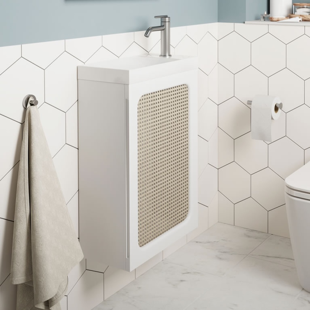 Crosswater Alo 400mm White Rattan Wall-Hung Vanity Unit & Basin